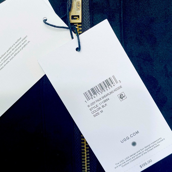 🎁❄️UGG Jody Faux-Shearling Hoodie-Jacket, Size M, Black (NWT) - Picture 7 of 9